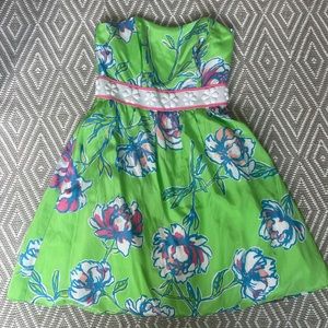 Lilly Pulitzer Langley Strapless Beaded Silk Blend Fit & Flare Mini Dress - 00